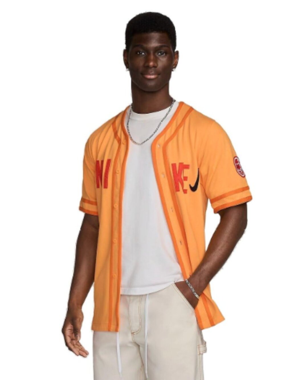 Nike SB Baseball Jersey Orange Retro 70s Skate Unisex Small